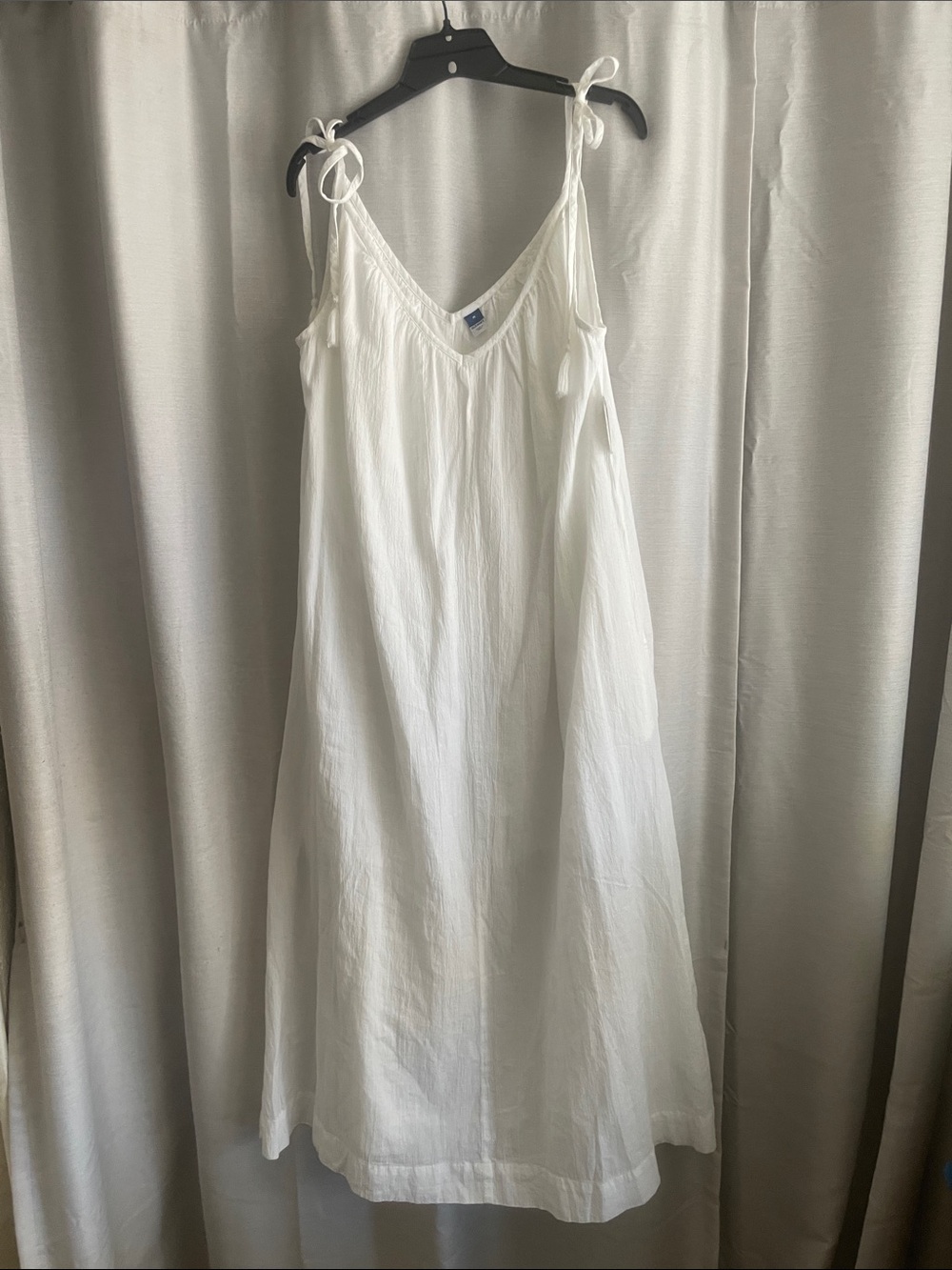 Old Navy 100% Cotton White Tie-Shoulder Maxi Dress - Picture 2 of 8